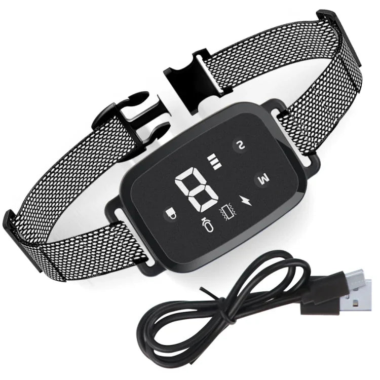 PT221 Coleira Inteligente Automática de Choque Elétrico com Ecrã Digital Tátil Recarregável Impermeável Treinador de Cães Parar Latidos, 3 Modos de Treino