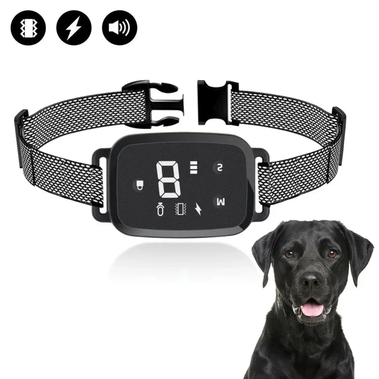 PT221 Coleira Inteligente Automática de Choque Elétrico com Ecrã Digital Tátil Recarregável Impermeável Treinador de Cães Parar Latidos, 3 Modos de Treino