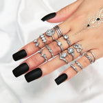 Conjunto de 15 Peças Anel Articulado com Diamante em Forma de Gota de Água e Coração, Conjunto de 15 Peças 4869