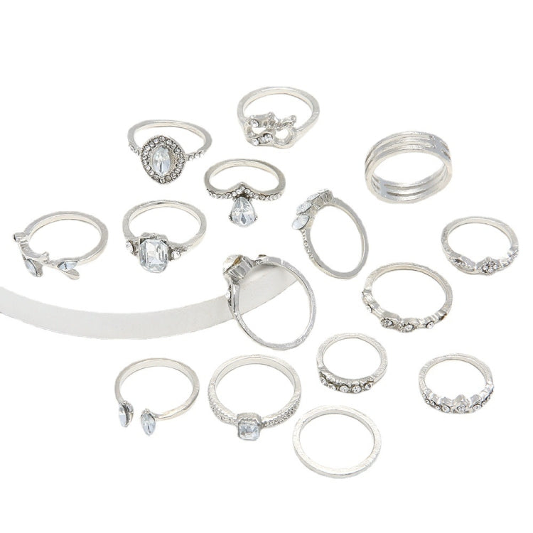 Conjunto de 15 Peças Anel Articulado com Diamante em Forma de Gota de Água e Coração, Conjunto de 15 Peças 4869