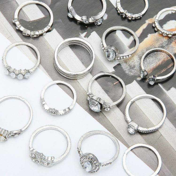 Conjunto de 15 Peças Anel Articulado com Diamante em Forma de Gota de Água e Coração, Conjunto de 15 Peças 4869