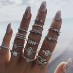 Conjunto de 15 Peças Anel Articulado com Diamante em Forma de Gota de Água e Coração, Conjunto de 15 Peças 4869