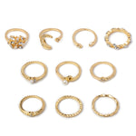 Conjunto de 10 Peças Anel de Falange com Lua, Estrela, Folhas e Coração com Strass, Conjunto de 10 Peças 5900