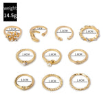 Conjunto de 10 Peças Anel de Falange com Lua, Estrela, Folhas e Coração com Strass, Conjunto de 10 Peças 5900