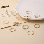 Conjunto de 10 Peças Anel de Falange com Lua, Estrela, Folhas e Coração com Strass, Conjunto de 10 Peças 5900