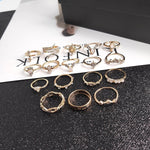Conjunto de 17 Peças Anel Boémio de Liga com Diamantes