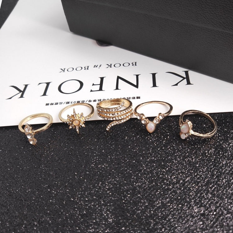Conjunto de 17 Peças Anel Boémio de Liga com Diamantes