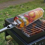 Grelhador com Alça Atualizado, Grelha de Churrasco em Aço Inoxidável, Cesto para Churrasco, 30cm + Alça 18cm