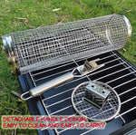 Grelhador com Alça Atualizado, Grelha de Churrasco em Aço Inoxidável, Cesto para Churrasco, 30cm + Alça 18cm