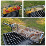 Grelhador com Alça Atualizado, Grelha de Churrasco em Aço Inoxidável, Cesto para Churrasco, 30cm + Alça 18cm