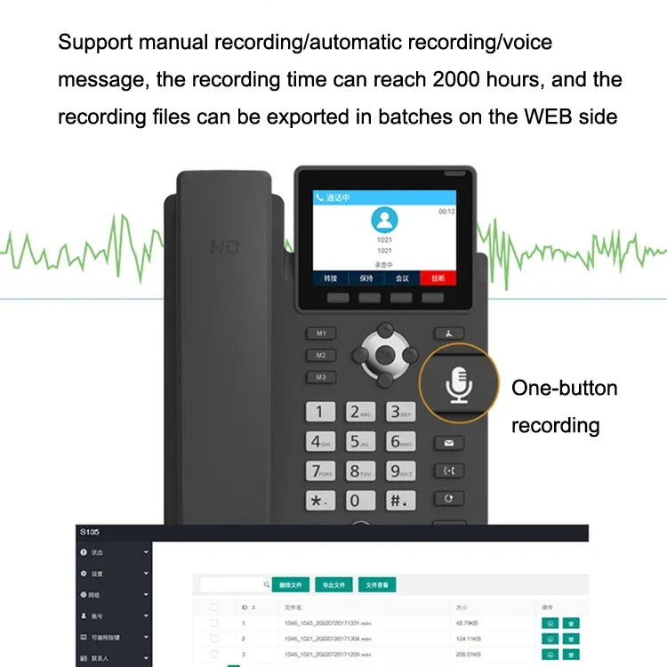 Telefone Inteligente de Gravação em Modo Duplo PSTN+SIP S135, Telefone de Rede VOIP de 6 Vias, Telefone IP, S135