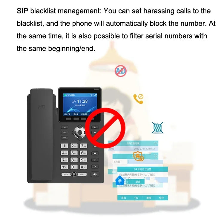 Telefone Inteligente de Gravação em Modo Duplo PSTN+SIP S135, Telefone de Rede VOIP de 6 Vias, Telefone IP, S135