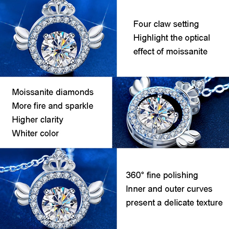 Colar com Diamante Moissanite XMA017 em Prata Esterlina 925 com Pendente de Coroa e Fecho, XMA017