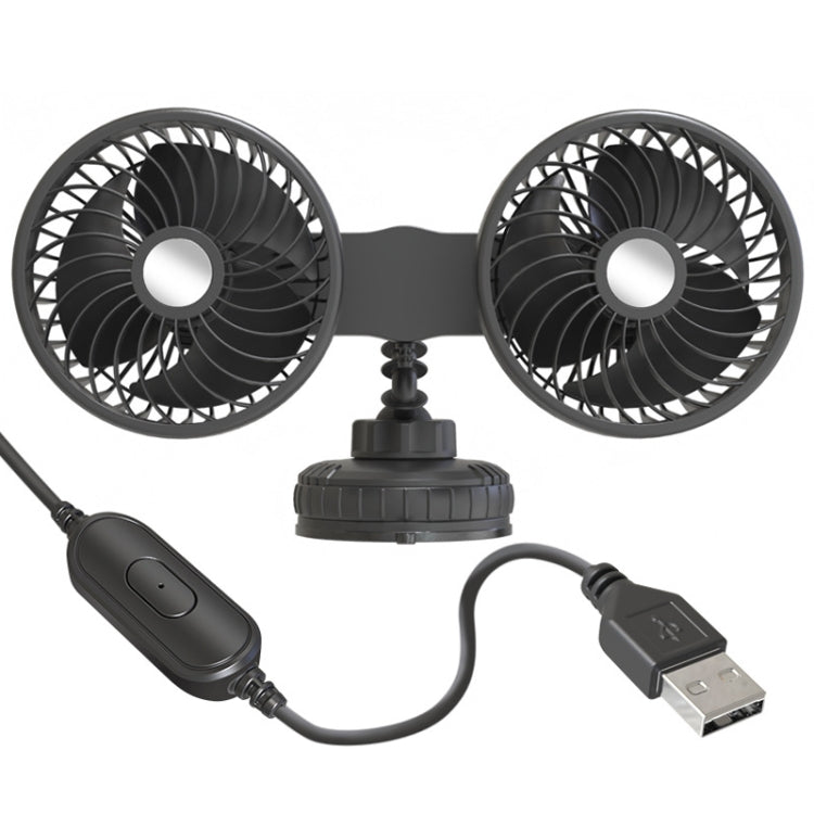 F6026 Large Suction Cup Vehicle-Mounted Double-Head Fan, F6026 USB, F6026 Cigarette Lighter with USB