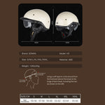 SOMAN Motorcycle Half Helmet Adjustable Helmet With Inner Mirror, M, L, XL, XXL