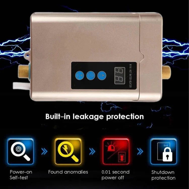 Aquecedor de Água Elétrico com Controlo Remoto e Temperatura Ajustável, Ficha US 3000W, Ficha UK 3000W, Ficha EU 4000W, Ficha AU 4000W