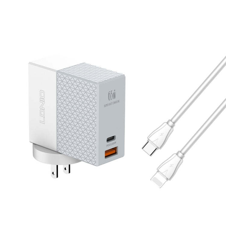 LDNIO A2620C Carregador Universal para Telemóvel e Tablet 65W Porta Type-C/USB-C Carregador Rápido, Ficha EU 65W, Ficha UK 65W, Ficha US 65W