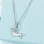 S925 Sterling Silver Cute Little Dachshund Pendant DIY Beaded Bracelet Accessories, SCC2561