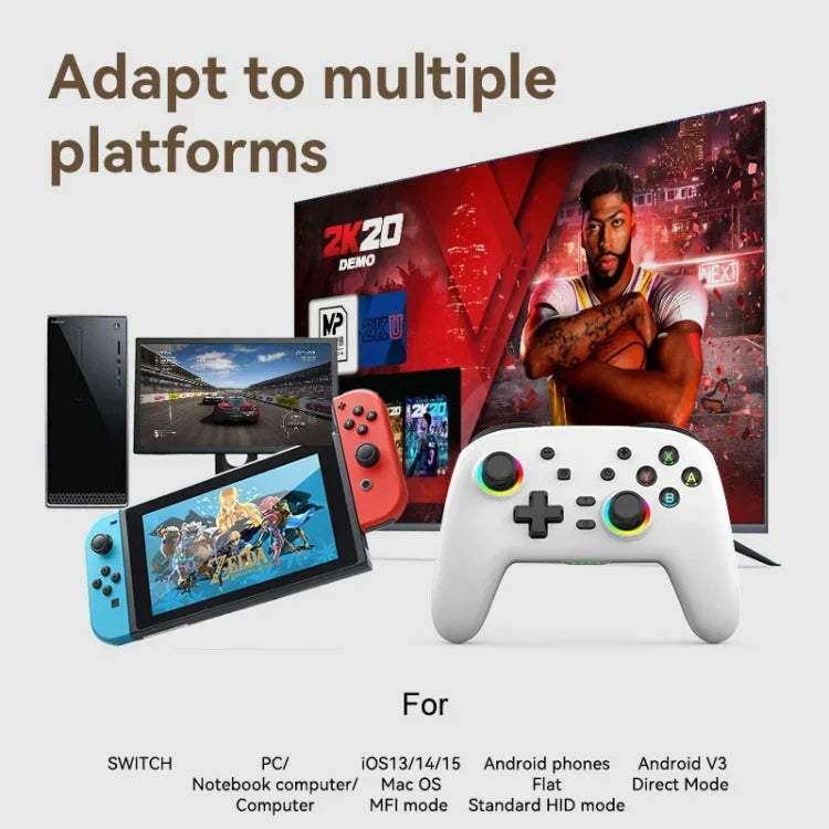 Comando de Jogo Sem Fios Bluetooth com Sensores de Movimento para Nintendo Switch/Switch PRO, Preto Dourado, Branco Verde, Preto, Branco