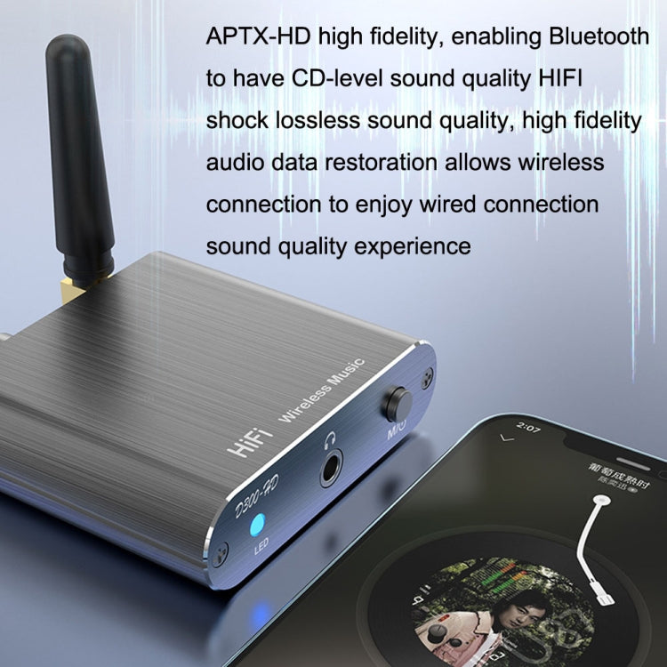 Receptor de Áudio Bluetooth 5.2 Adaptador Bluetooth 3.5MM AUX Coaxial Fibra APTX HD, D300