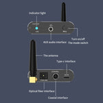 Receptor de Áudio Bluetooth 5.2 Adaptador Bluetooth 3.5MM AUX Coaxial Fibra APTX HD, D300