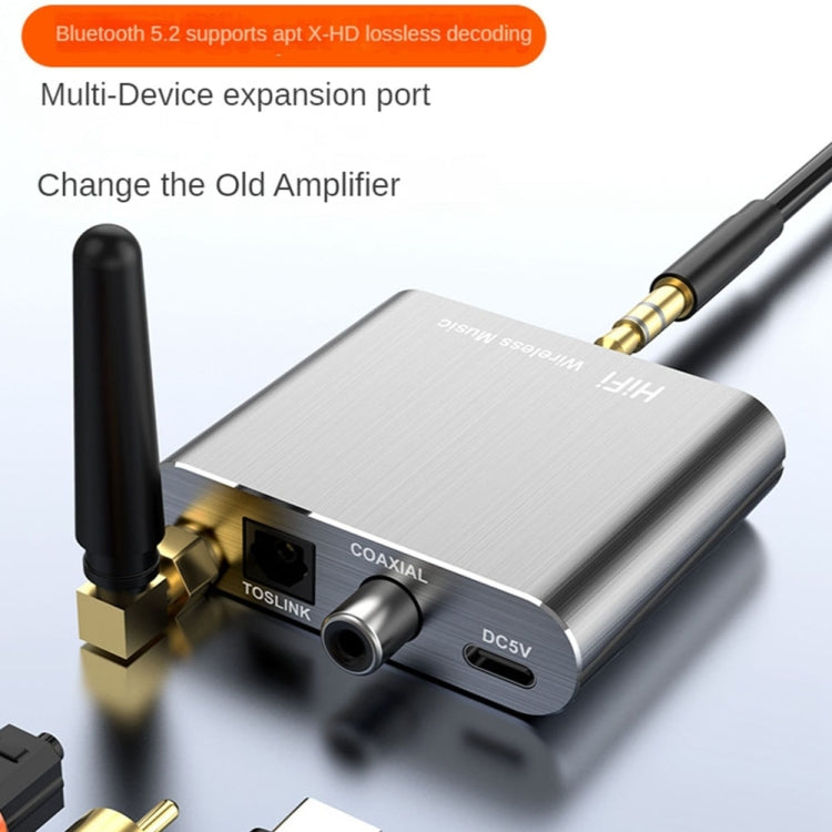 Receptor de Áudio Bluetooth 5.2 Adaptador Bluetooth 3.5MM AUX Coaxial Fibra APTX HD, D300