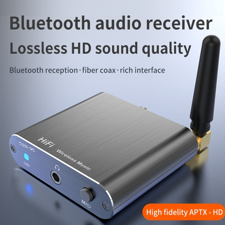 Receptor de Áudio Bluetooth 5.2 Adaptador Bluetooth 3.5MM AUX Coaxial Fibra APTX HD, D300