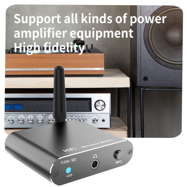 Receptor de Áudio Bluetooth 5.2 Adaptador Bluetooth 3.5MM AUX Coaxial Fibra APTX HD, D300