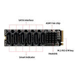 Placa de Expansão M2 M-EKY PCIE3.0 para SATA6G com 6 Portas Adaptador para Expansão de Disco Rígido, 6 Portas