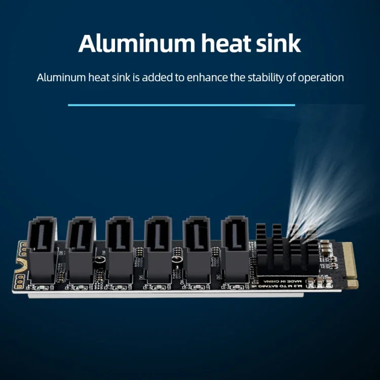 Placa de Expansão M2 M-EKY PCIE3.0 para SATA6G com 6 Portas Adaptador para Expansão de Disco Rígido, 6 Portas