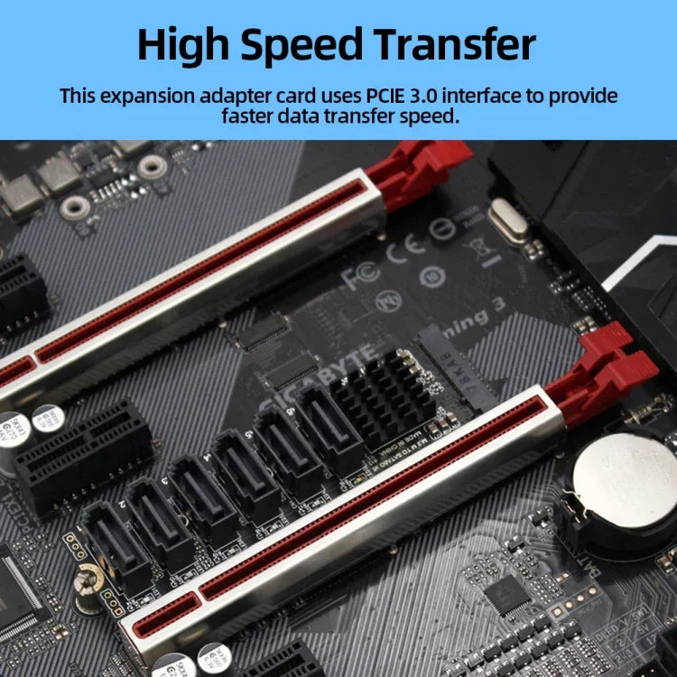 Placa de Expansão M2 M-EKY PCIE3.0 para SATA6G com 6 Portas Adaptador para Expansão de Disco Rígido, 6 Portas