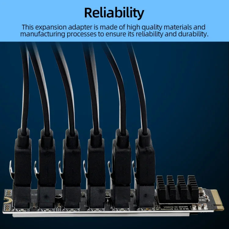 Placa de Expansão M2 M-EKY PCIE3.0 para SATA6G com 6 Portas Adaptador para Expansão de Disco Rígido, 6 Portas