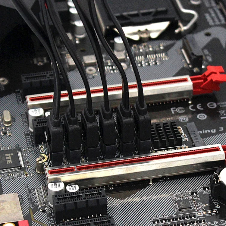 Placa de Expansão M2 M-EKY PCIE3.0 para SATA6G com 6 Portas Adaptador para Expansão de Disco Rígido, 6 Portas