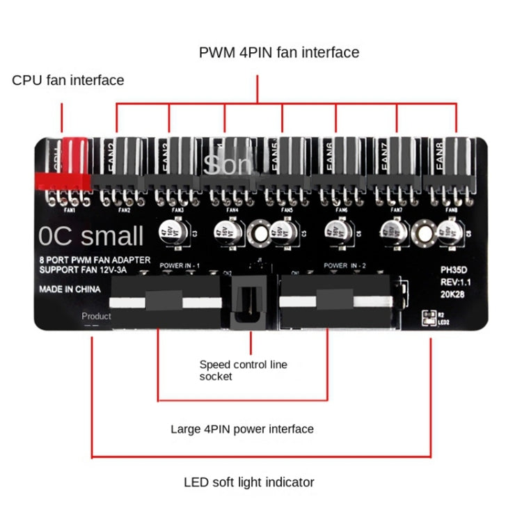 Extensor de Ventoinha PWM para Ventoinha CPU de Computador, PH35D