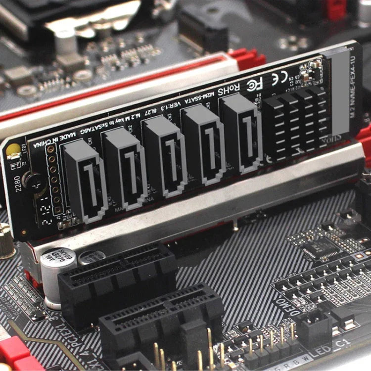 Placa de Transferência M.2NVME-PCIE X4 / X8 / X16 Rotor SATA5 Porta Chip JMB585