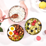 Tigela Dupla em Aço Inoxidável com Tampa para Crianças, Tigela Isolada para Arroz, 6 peças / Conjunto 13cm, 6 peças / Conjunto 15cm, 6 peças / Conjunto 17cm
