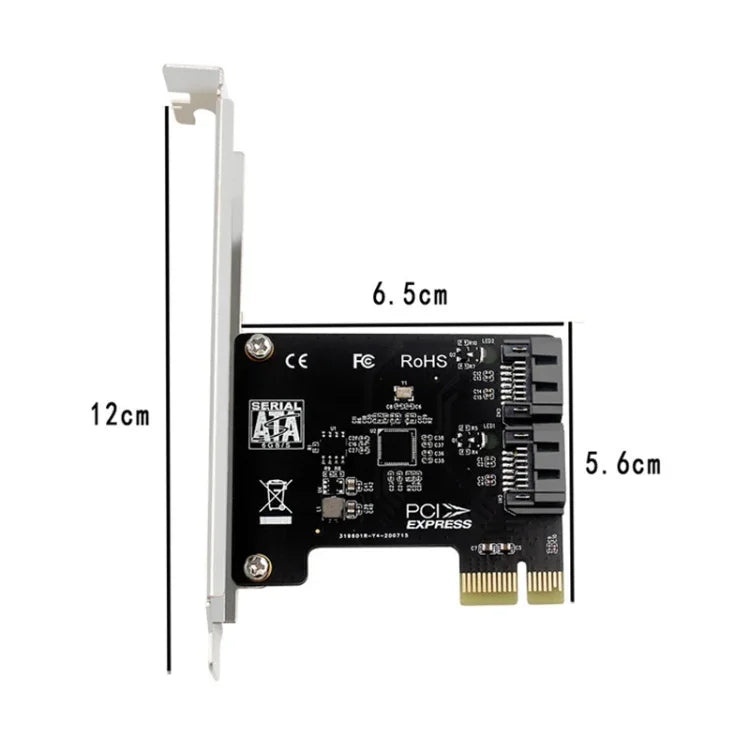 PCIE 2 Port SATA 3.0 Expansion Card 6Gbps Computer Desktop Chassis Conversion Card