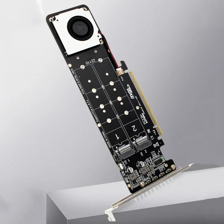 Adaptador de Expansão PCI-E X16 para M.2 M-key NVME X4 SSD RAID Array Suporta 2242/2260/2280/22110, PH44Plus