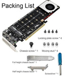 Adaptador de Expansão PCI-E X16 para M.2 M-key NVME X4 SSD RAID Array Suporta 2242/2260/2280/22110, PH44Plus