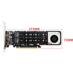 Adaptador de Expansão PCI-E X16 para M.2 M-key NVME X4 SSD RAID Array Suporta 2242/2260/2280/22110, PH44Plus