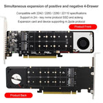 Adaptador de Expansão PCI-E X16 para M.2 M-key NVME X4 SSD RAID Array Suporta 2242/2260/2280/22110, PH44Plus