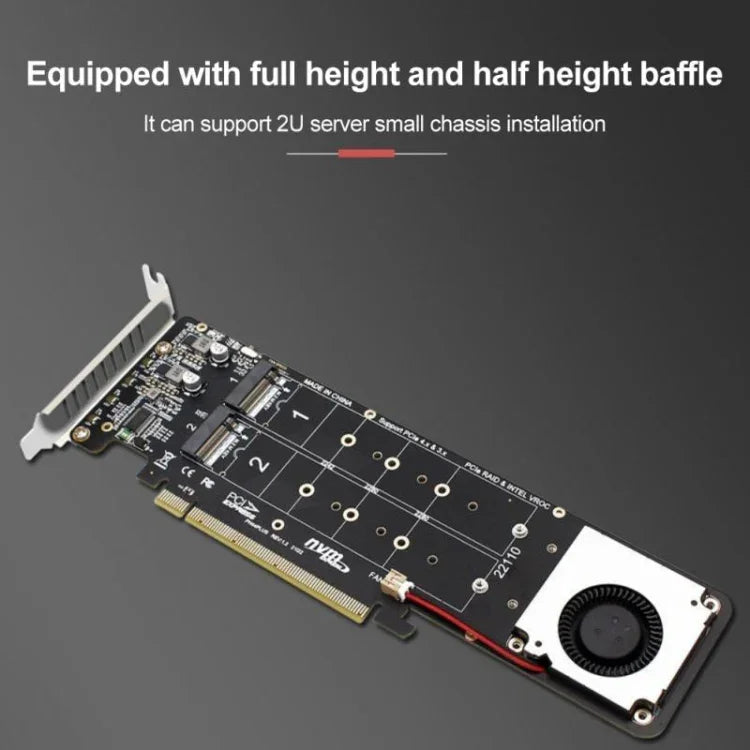 Adaptador de Expansão PCI-E X16 para M.2 M-key NVME X4 SSD RAID Array Suporta 2242/2260/2280/22110, PH44Plus