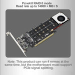 Adaptador de Expansão PCI-E X16 para M.2 M-key NVME X4 SSD RAID Array Suporta 2242/2260/2280/22110, PH44Plus