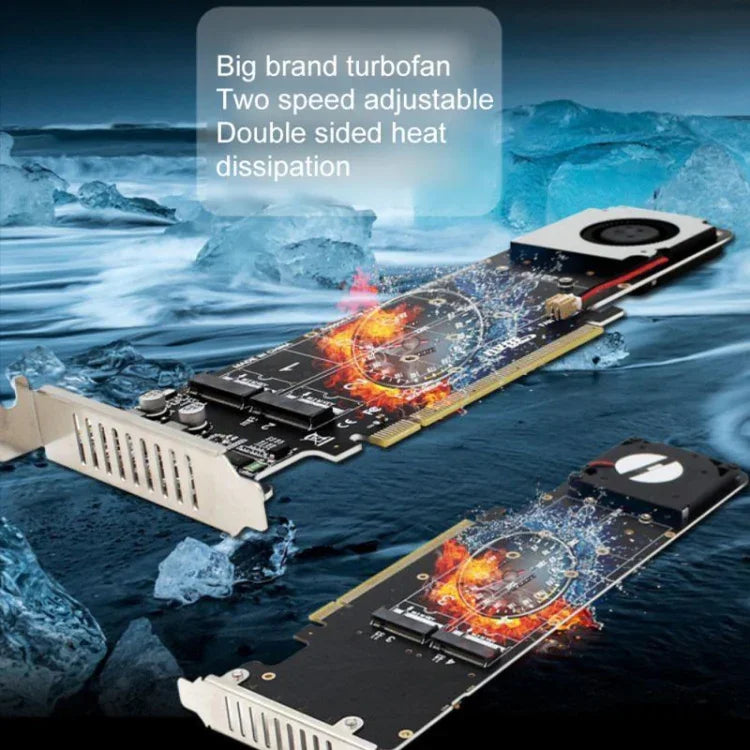 Adaptador de Expansão PCI-E X16 para M.2 M-key NVME X4 SSD RAID Array Suporta 2242/2260/2280/22110, PH44Plus