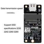 Caixa para Disco Rígido M.2 NVME Cartão de Transferência com Chip RTL9210B Tipo-C / USB-C USB3.1 Gen2 10Gbps