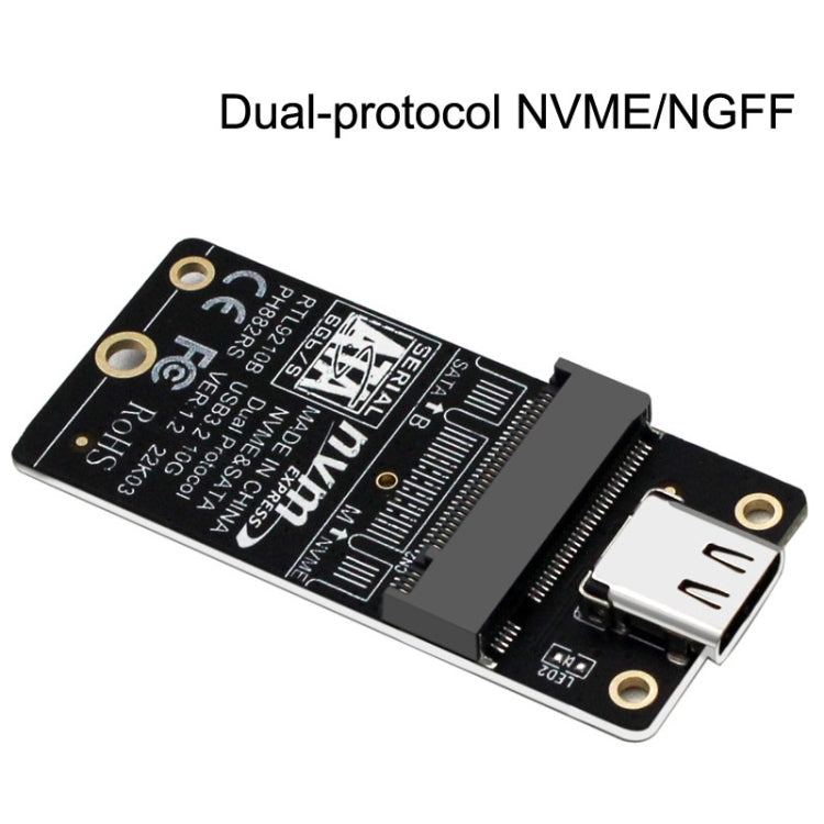 Caixa para Disco Rígido M.2 NVME Cartão de Transferência com Chip RTL9210B Tipo-C / USB-C USB3.1 Gen2 10Gbps