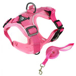 Conjunto de Peitoral + Corda de Tração para Animais de Estimação, Peitoral Respirável e Reflector para Cão e Gato, S, M, L, XL