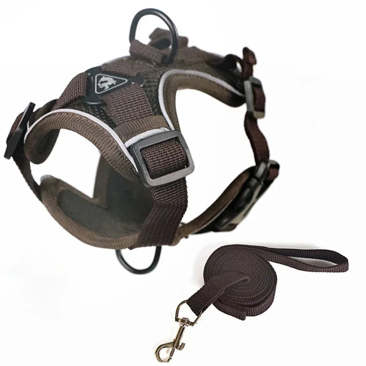 Conjunto de Peitoral + Corda de Tração para Animais de Estimação, Peitoral Respirável e Reflector para Cão e Gato, S, M, L, XL