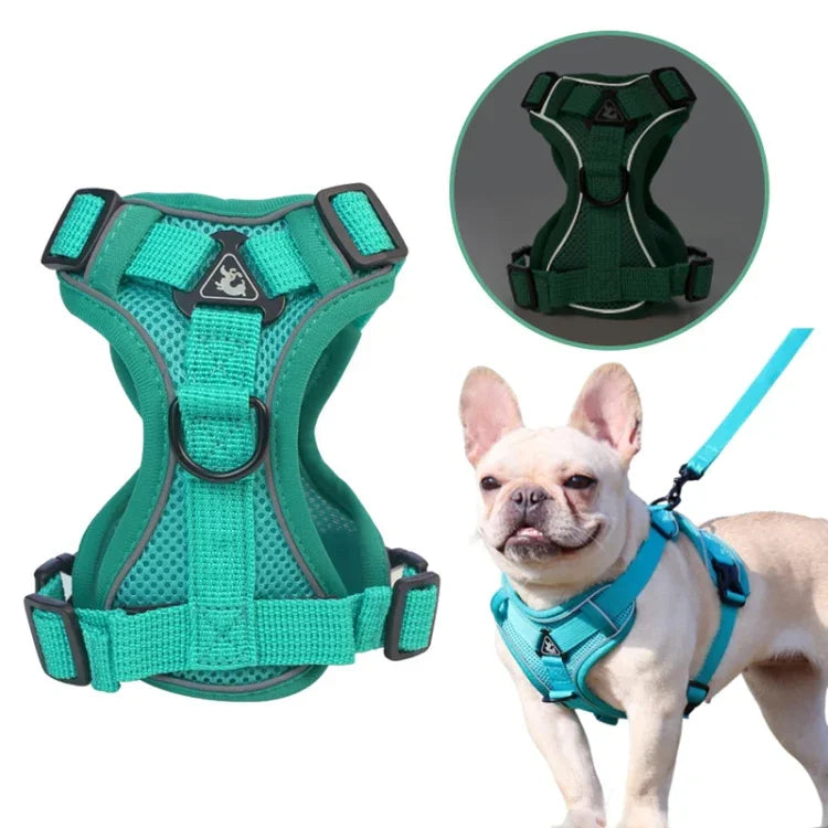 Conjunto de Peitoral + Corda de Tração para Animais de Estimação, Peitoral Respirável e Reflector para Cão e Gato, S, M, L, XL