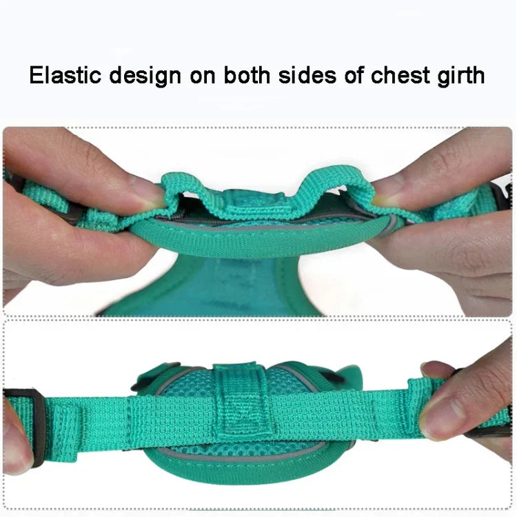 Conjunto de Peitoral + Corda de Tração para Animais de Estimação, Peitoral Respirável e Reflector para Cão e Gato, S, M, L, XL